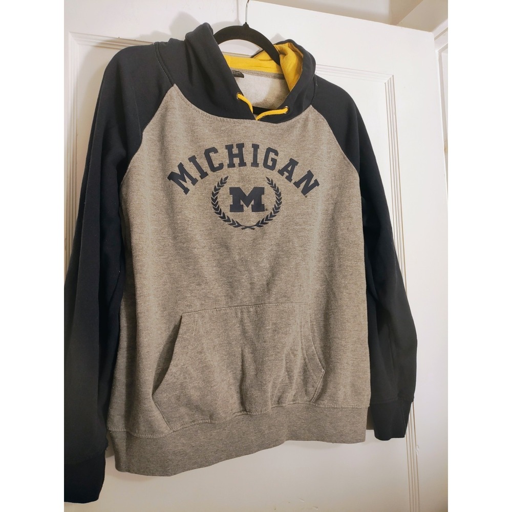 Michigan Wolverines Colosseum Women's L Hoodie Gray Navy Maize NCAA Pullover